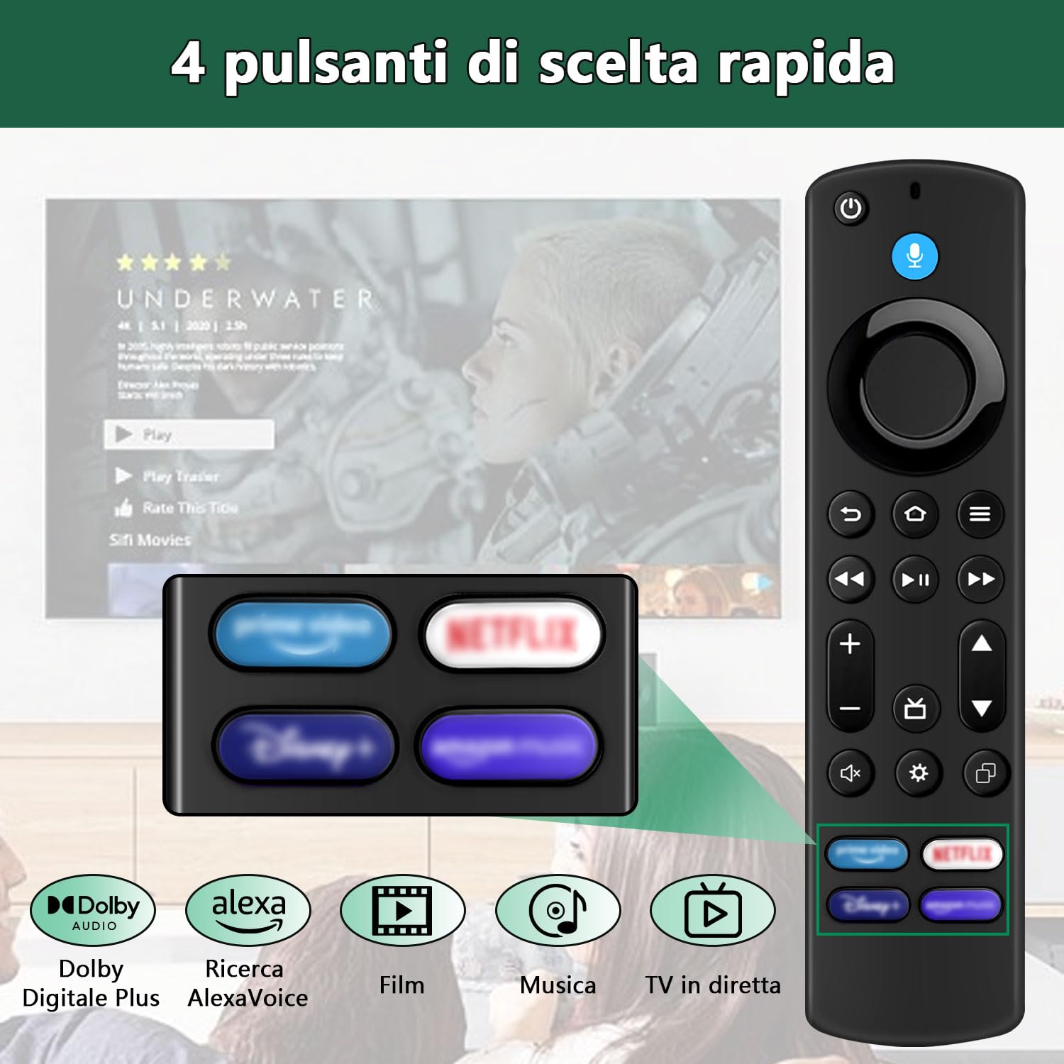 Telecomando Vocale di ricambio adatto AMZ-Fire-TV Stick(Lite & 2 Gen & 3 Gen & 4K), Smart TVs Cube 1 Gen & 2 Gen,compatibile con le Insignia/Toshiba/Pioneer Fire Smart TVs