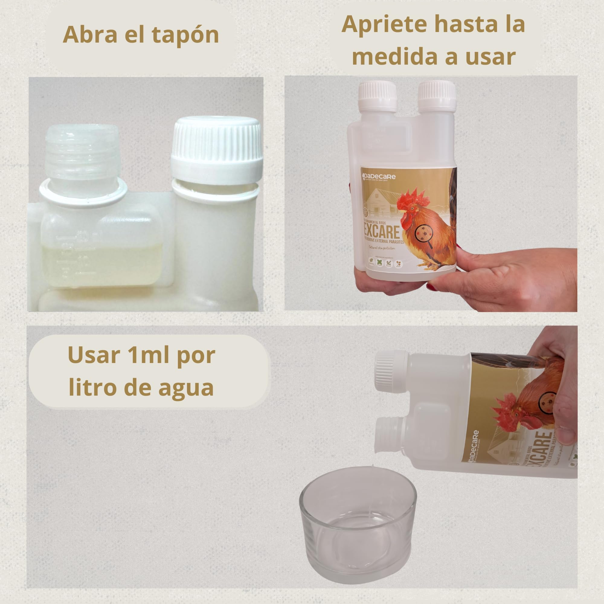 Preventivo Parasitos Natural 250 ml - Gallinas, Aves de Corral y Exóticas - Extracto de Citronela y Clavo - Fórmula Natural - Excare