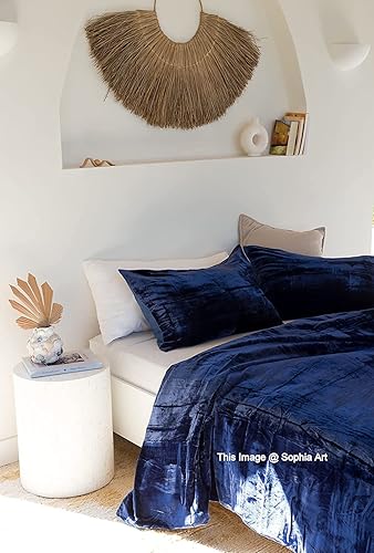 Miniatura 2 de Sophia Art - Juego de cama de terciopelo de rayón de 3 piezas, estilo bohemio, funda de edredón de un solo color, funda de colcha (azul real, tamaño