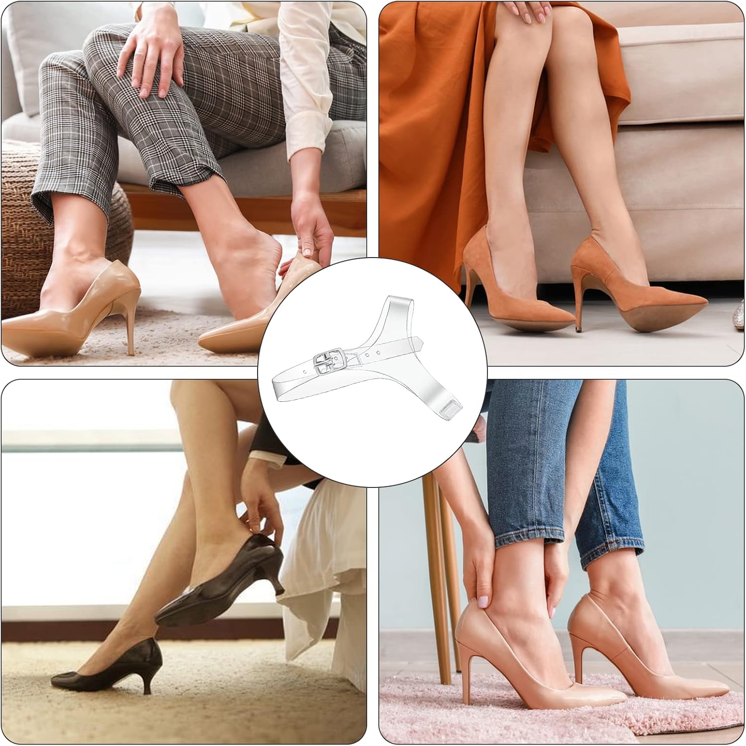 Vin beauty 2 Pairs Shoelace Transparent Invisible High Heel Shoe Straps Women Detachable Elastic Shoe Laces Anti Loose Shoelace Belt Ankle Straps for Holding Loose High Heel Clear Shoe lace
