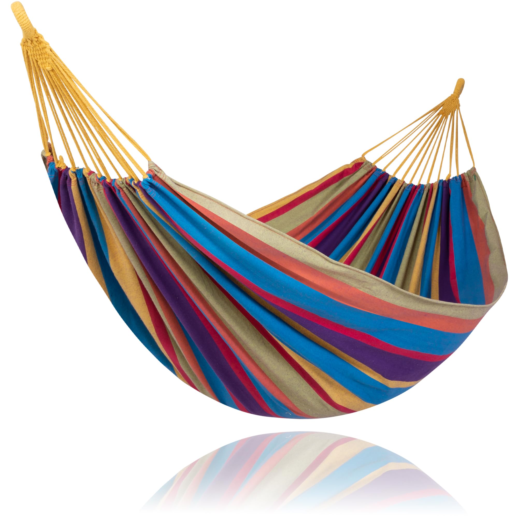 SUNCREAT Outdoor Double Hammock, Portable Tree Colorful Hammock, Colorful Stripes