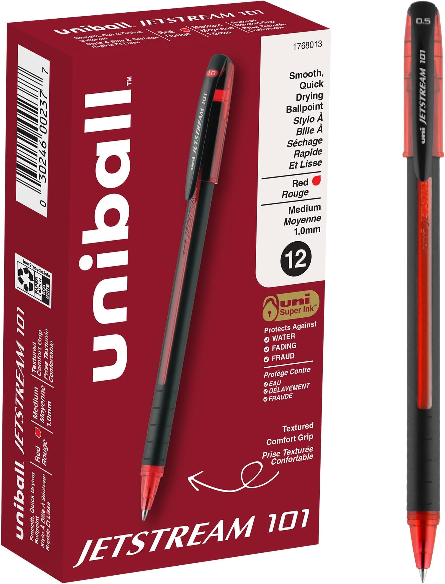 uniball Jetstream 101 Ballpoint Pen, Medium Point (1.0mm), Red