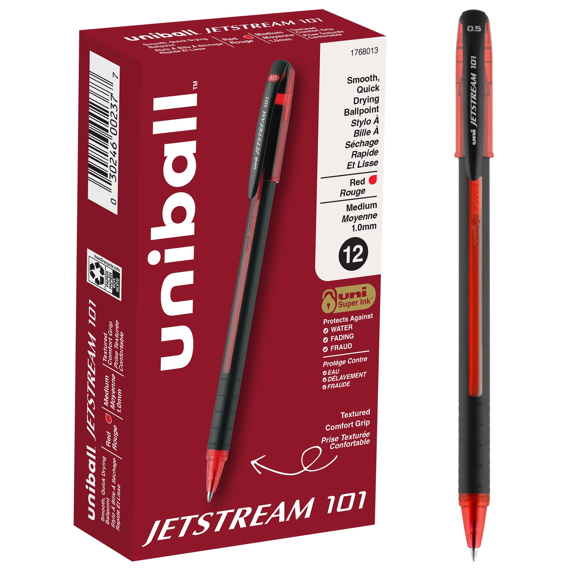uniball Jetstream 101 Ballpoint Pen, Medium Point (1.0mm), Red