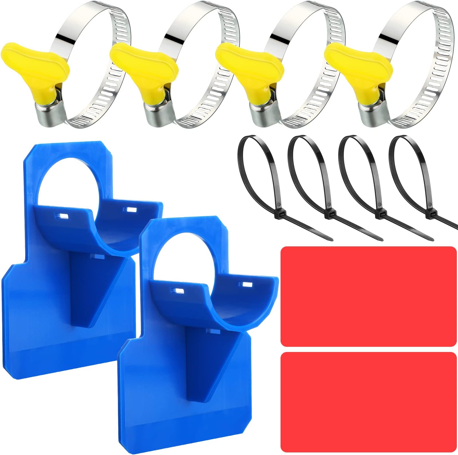 Tuanse Swimming Pool Pipe Holders Plastic Above Ground Swimming Pool Hose Support Brackets with Tape and Cable Tie Stainless Steel Hose Clamps for Preventing Pipes Sagging Accessory (2, Blue)