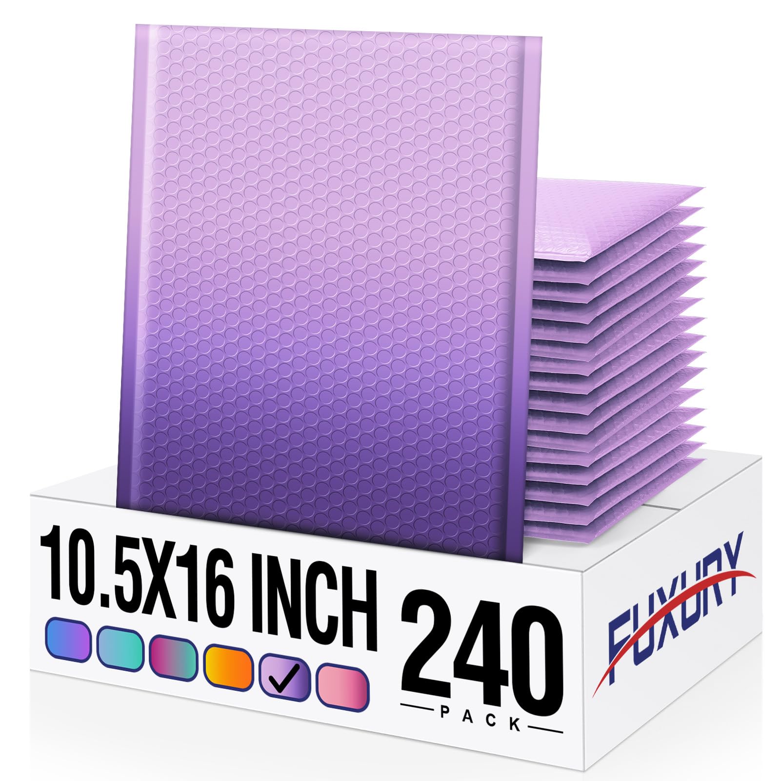 Fuxury 240 Pack Bubble Mailers 10.5x16" Gradient Purple Padded Envelopes