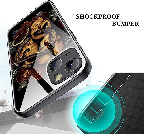 Miniatura 3 de Funda compatible con iPhone13 Pro, patrón Skll. Diseño de carcasa de vidrio resistente a los arañazos, parachoques de TPU a prueba de golpes,
