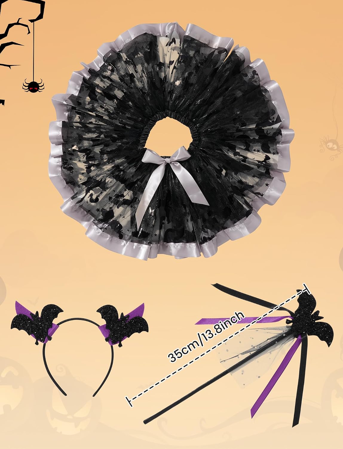 Happy Cherry Girls Halloween Tutu Skirts Elastic Layered Tulle Performance Costume Birthday Princess Tutus 3-8 Years