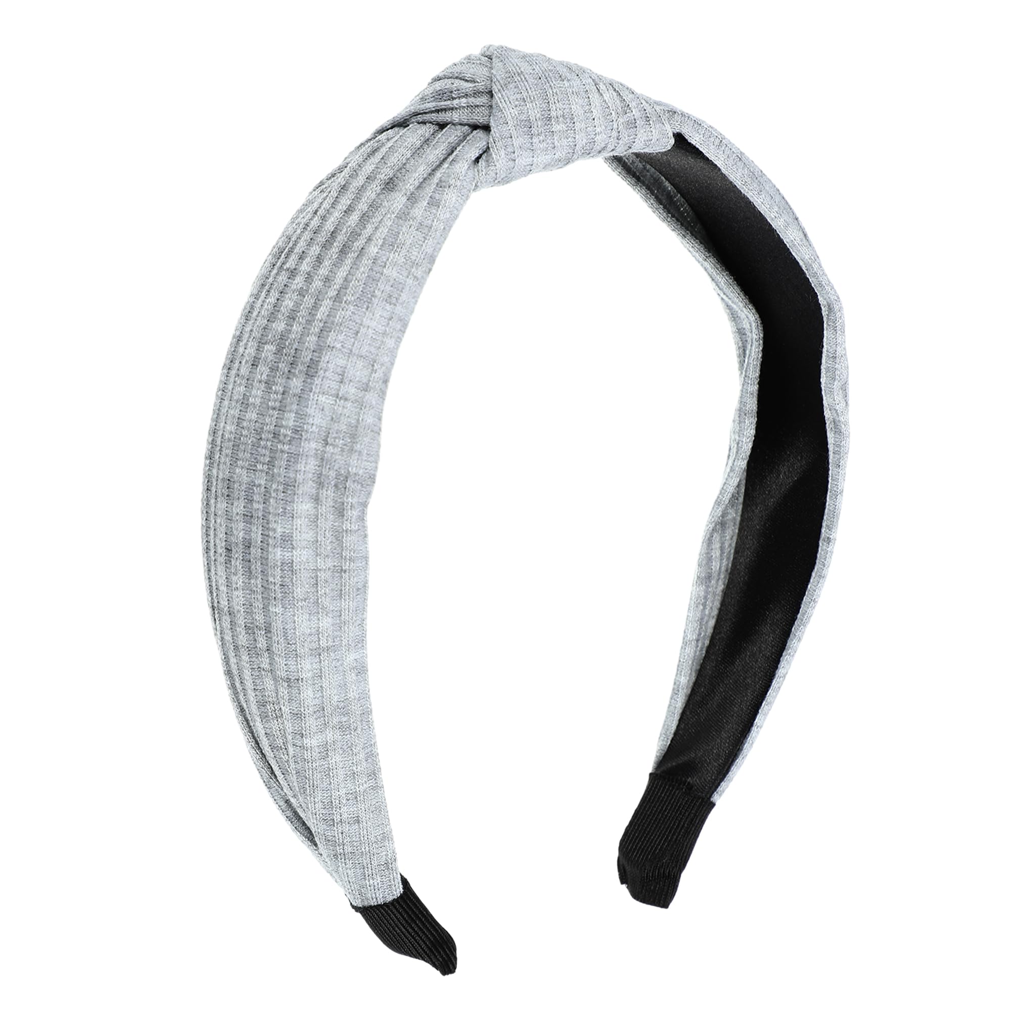 VOCOSTE Textured Cotton Knot Headband, Soft Hairband for Women, Gray, 1.3 Inch Wide