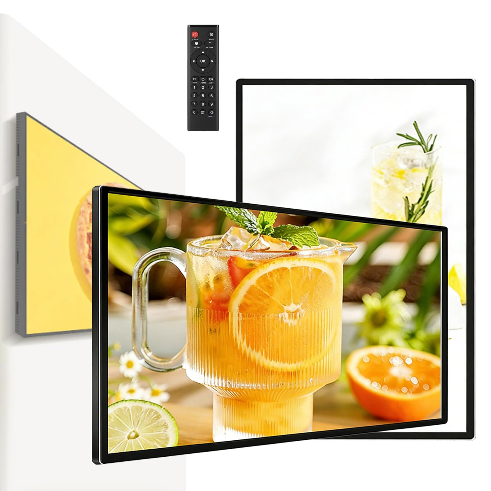 Chioschi pubblicitari digitali con display LCD per menu pubblicitari, ideali per ristoranti, centri commerciali e attività di marketing. Supportano Wi-Fi, ingresso SD/USB, riproduzione automatica