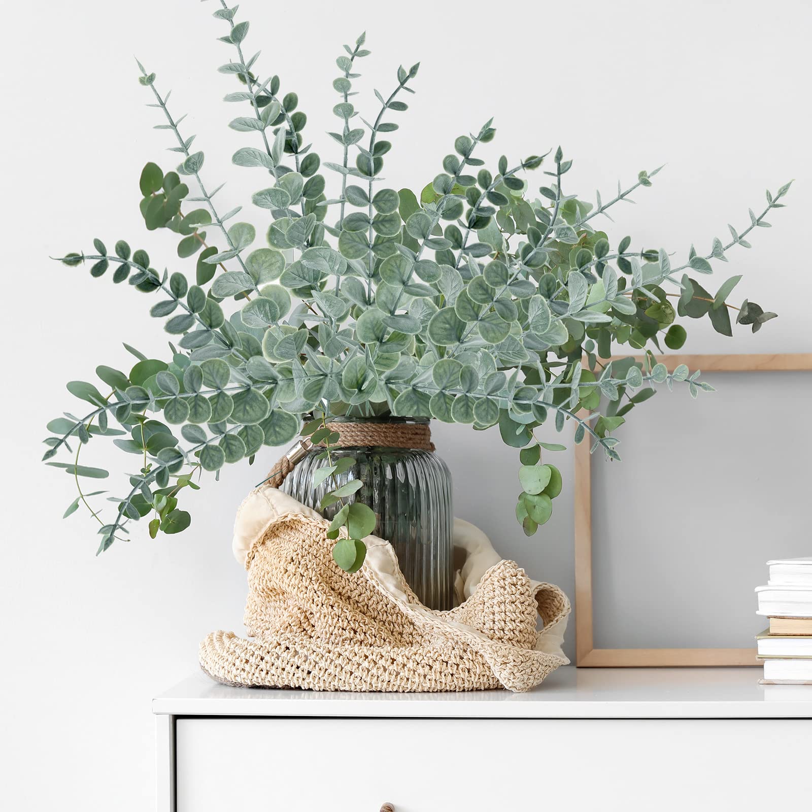 400 Pieces Eucalyptus Stems Artificial Green Stems Eucalyptus Leaves Stems 16 Inch Eucalyptus Branches Faux Eucalyptus Stem for Wedding Bouquet Home Decor