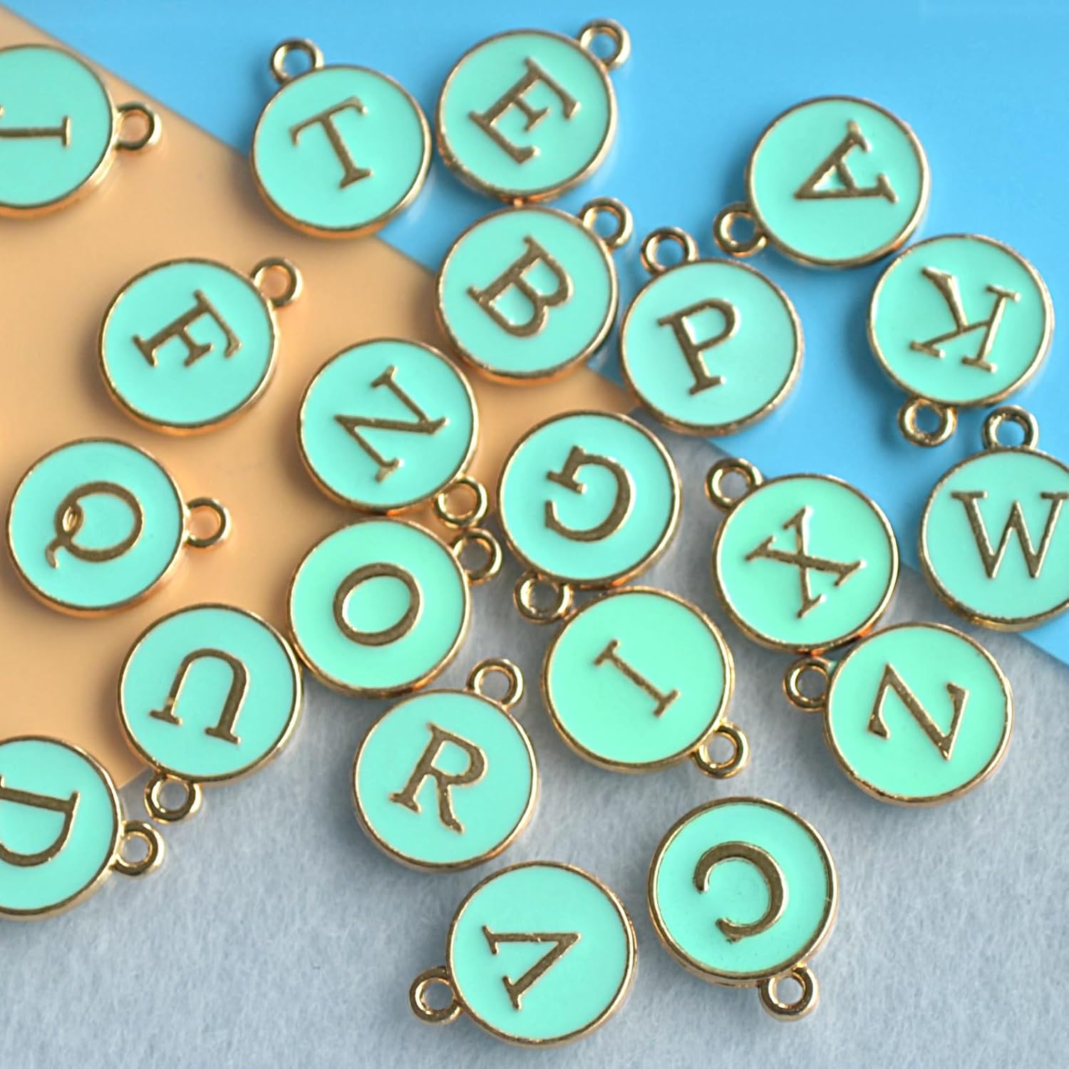 A-Z Letter Charms Round Enamel Alphabet Initial Pendant for Jewelry Making,Double-Side for Necklace Bracelet Earring DIY Craft image 2