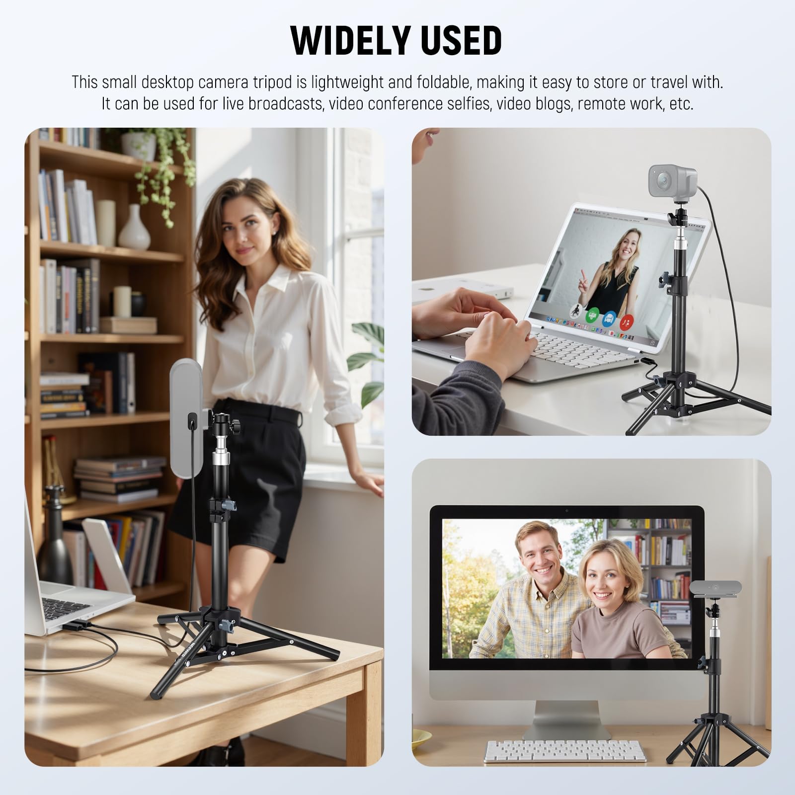 NEEWER Webcam Stativ für Schreibtisch, Mini Tischstativ mit Handyhalterung, kompatibel mit Logitech Anker Emeet Webcam, Ringlicht für Videoaufnahmen, Live Streaming, maximale Tragkraft 1kg, ST45B