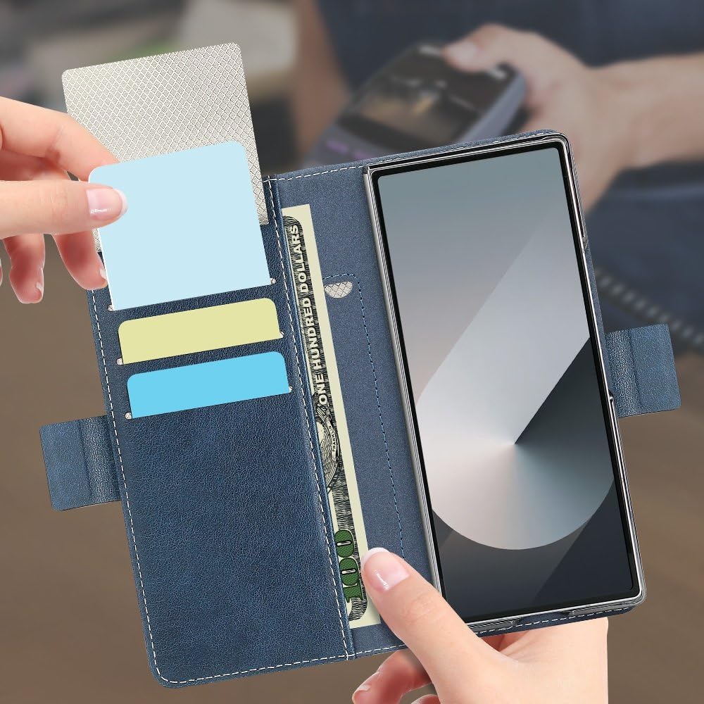 Etui na telefon komórkowy z klapką ze skóry PU, biznesowe, pasujące do Samsunga Galaxy Z Fold 7 6 5, z regulowaną podstawką, zielone, do Samsunga Z Fold 6