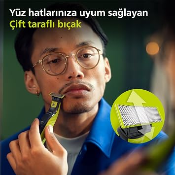 Philips OneBlade Hybrid Razor for Face, Beard Shaper, Wet/Dry Use, 5’i 1-in-1 Adjustable Comb, Double-Sided Blade, 45 Minutes Wireless Performance, QP2724/20