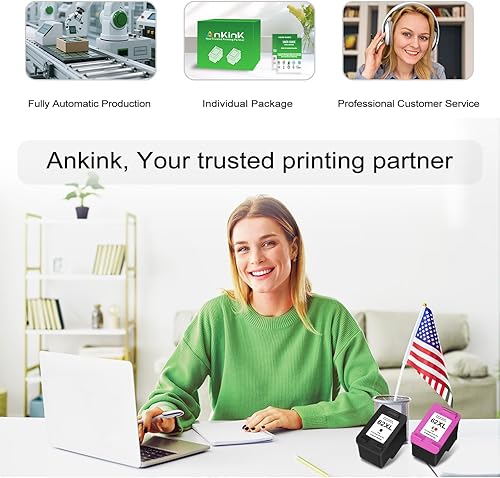 Miniatura 7 de Ankink Cartucho de tinta remanufacturado de repuesto para HP 62XL HP62 62 XL, color tinta, paquete de 2 unidades para 5540 5542 5545 5640 5642 5660