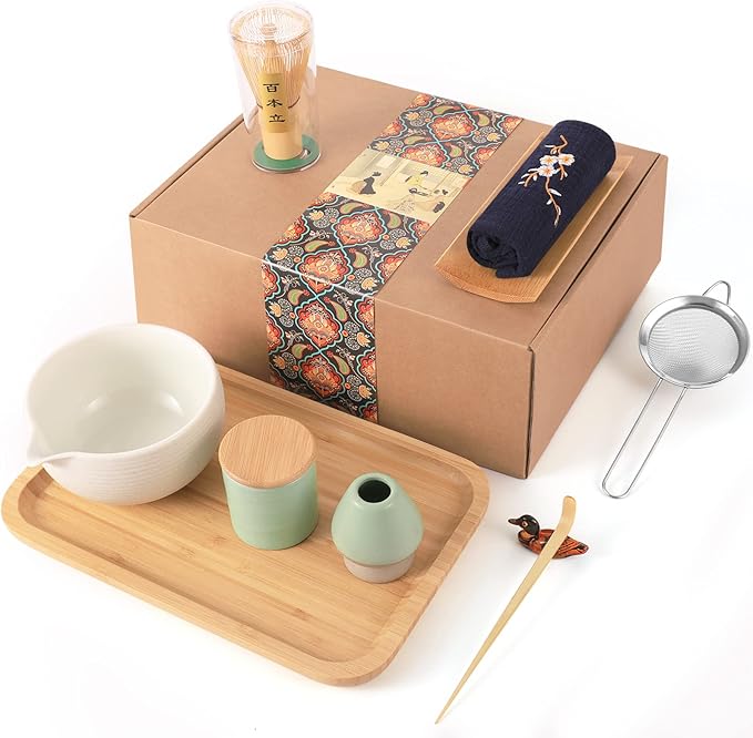 Japanese Matcha Tea Set, Matcha Bowl with Pouring Spout, Tea