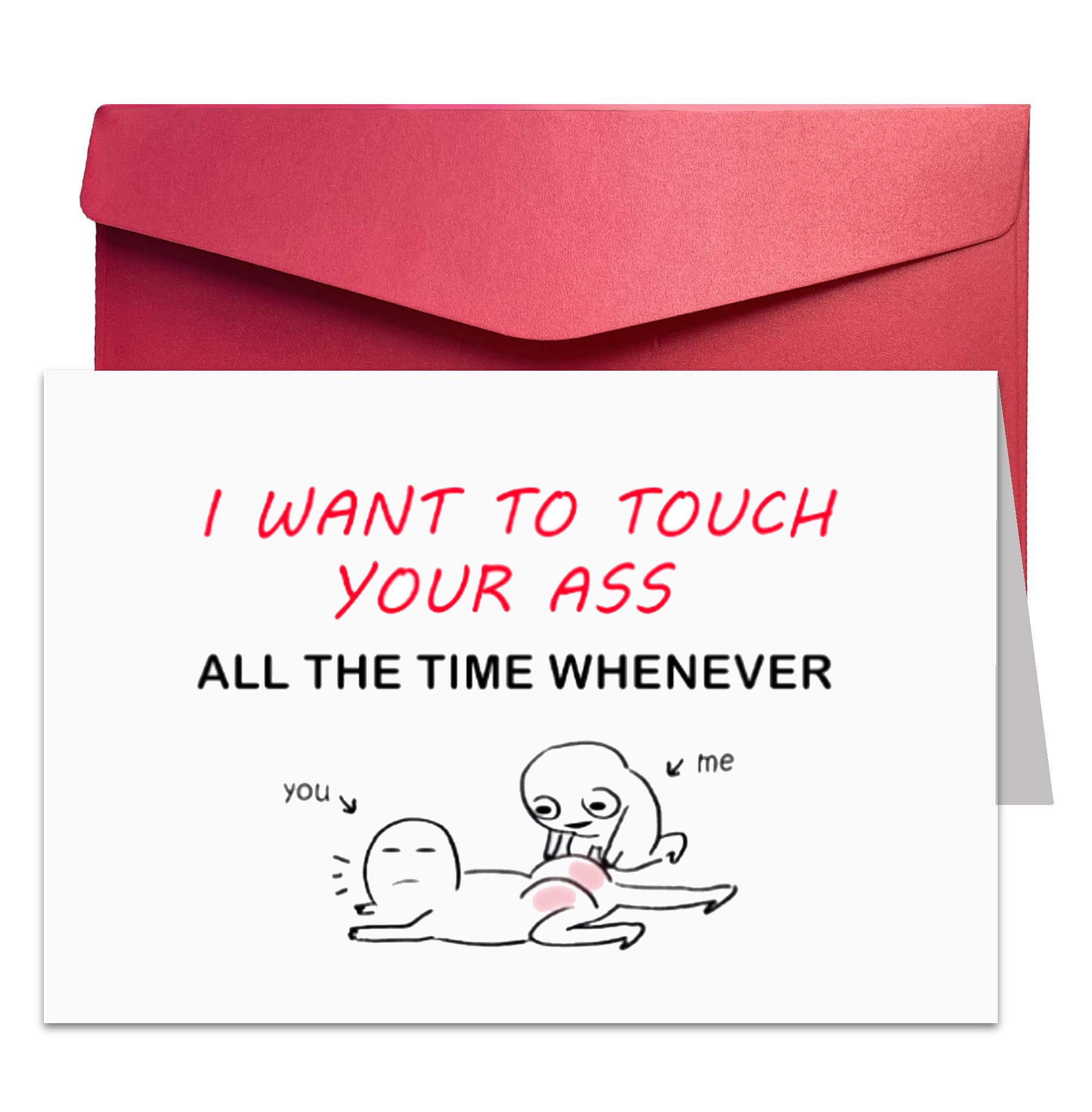 Funny Naughty Anniversary Card for Wife, Girlfriend Funny Valentines Day Card, I WANT TO TOUCH YOUR ASS