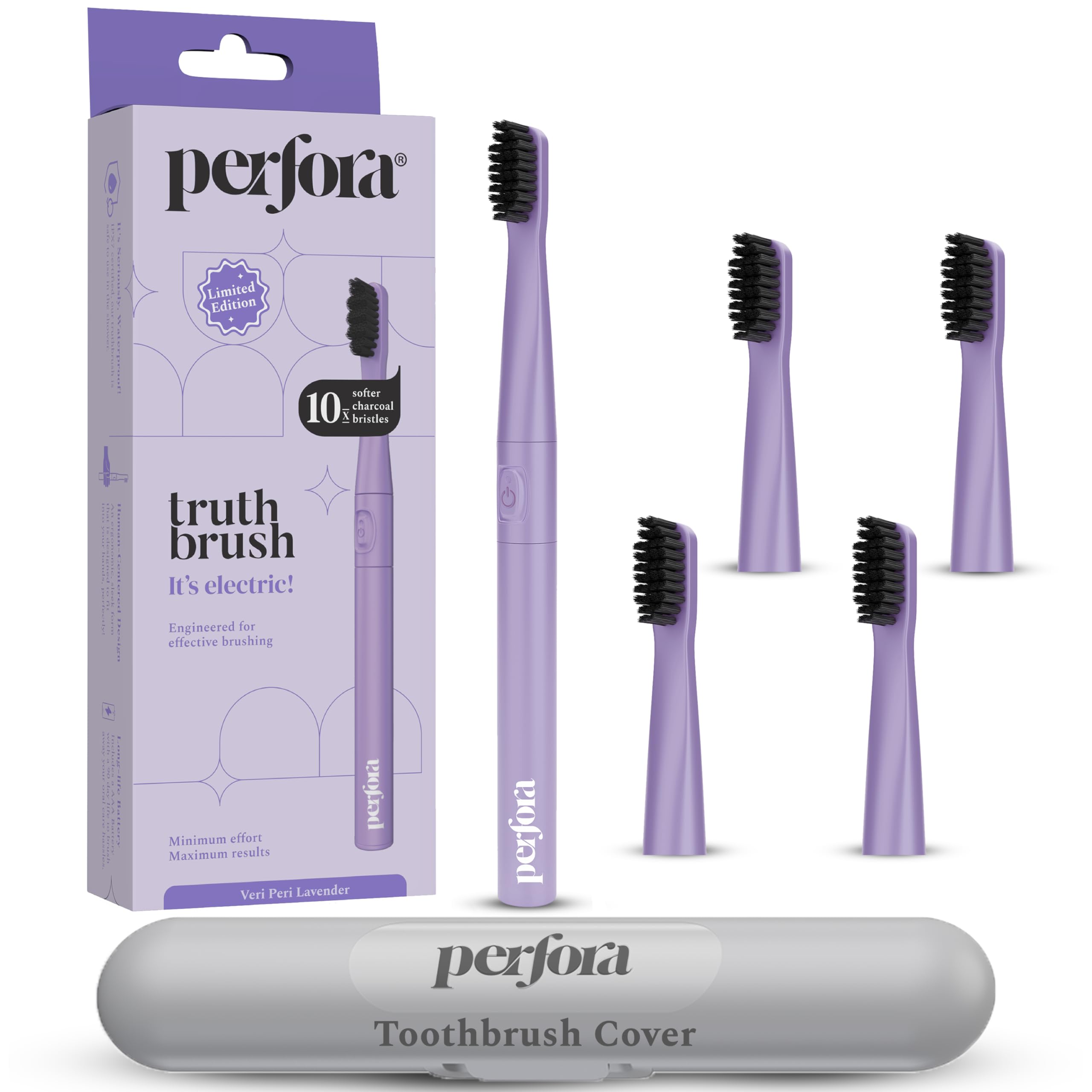Perfora Electric Toothbrush & Brushheads With Travel Case|1 Year Warranty|Electric Brush,Electric Toothbrush For Kids,Men & Women,2 Modes,Aaa Powered,90 Days Battery Life,001-Lavender,Pack of 6-image-42
