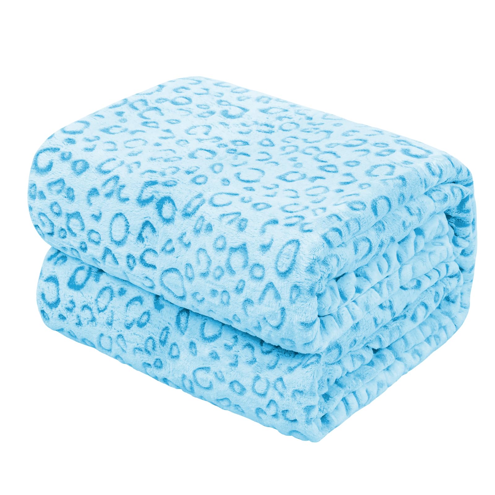 MIBOI Sky Blue Throw Blanket for Couch Bed, Cozy Soft Fleece Leopard Print Blanket, Blue Cheetah Print Graduation Birthday Gifts for Boys Girls Kids