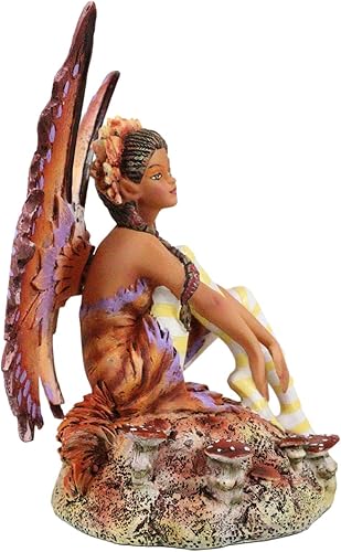 Miniatura 6 de Ebros Gift Amy Brown FAE Garden Fantasy Fall Ebony Fairy Sentado en la Roca Otoño Vientos Figura Coleccionable Midsummer Night Dream Romance Hada