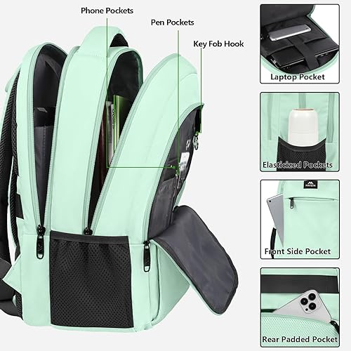 Miniatura 6 de MATEIN Mochila para laptop de 15.6 pulgadas con puerto de carga USB, mochila de viaje delgada y ligera resistente al agua para mujer