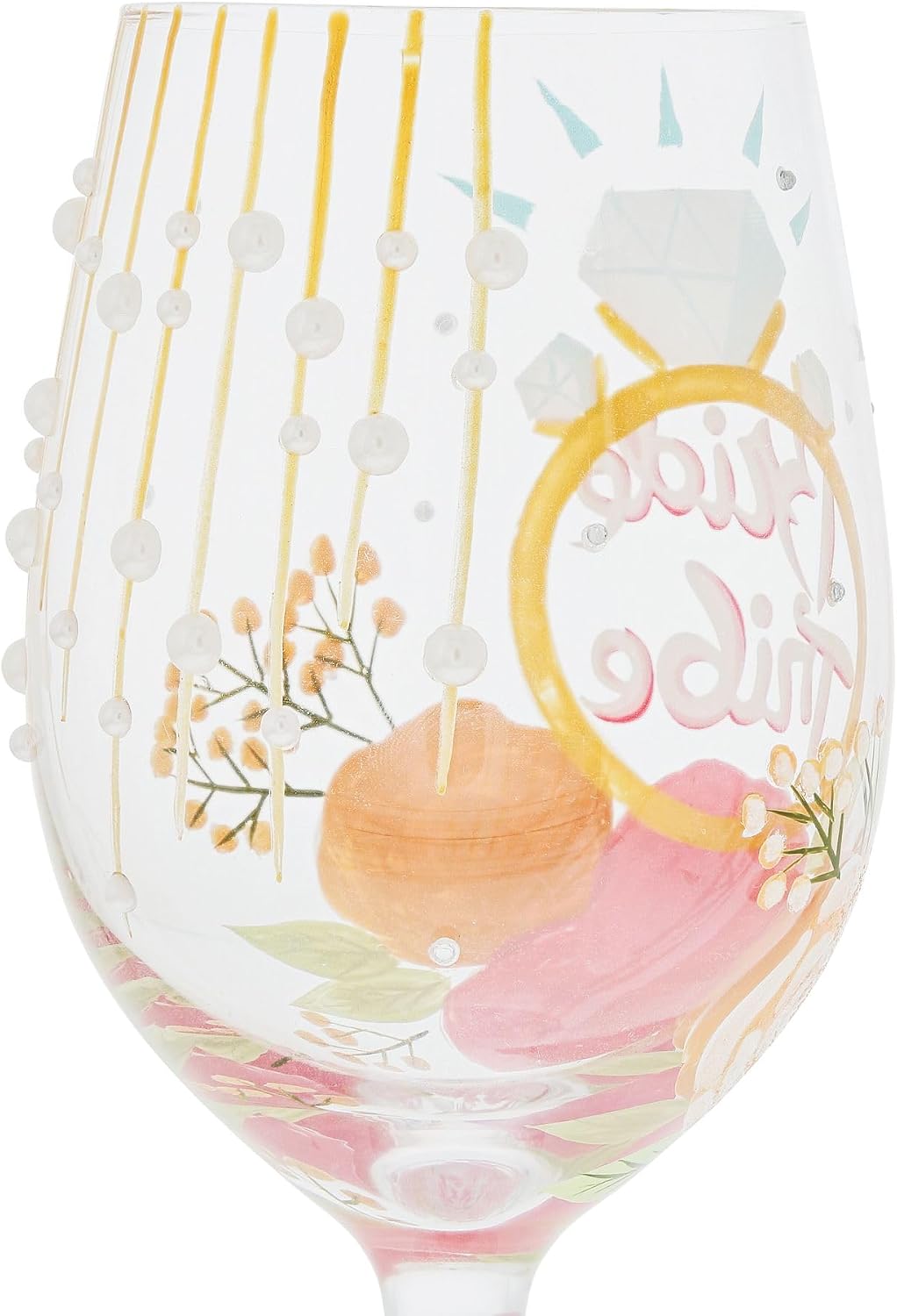 Enesco Designs by Lolita Wedding Bride Tribe Hand-Painted Artisan Wine Glass, 15 Ounce, Multicolor