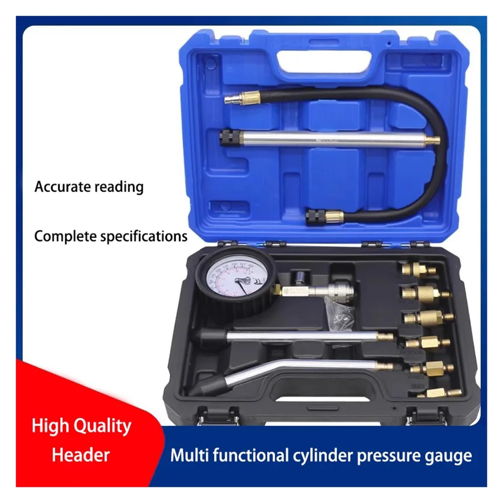 Medidor de presión de Cilindros Multiusos para automóviles, comprobador de compresión de Cilindros de Motor, Kit de comprobador de presión de Cilindros