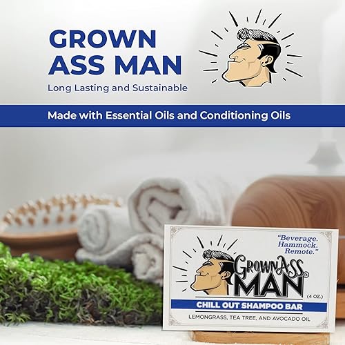 Miniatura 5 de Grown Ass Man Co. Paquete de baño completo para hombres  Barra de champú, barra acondicionador y paquete de barra corporal  Espuma rica con aceites