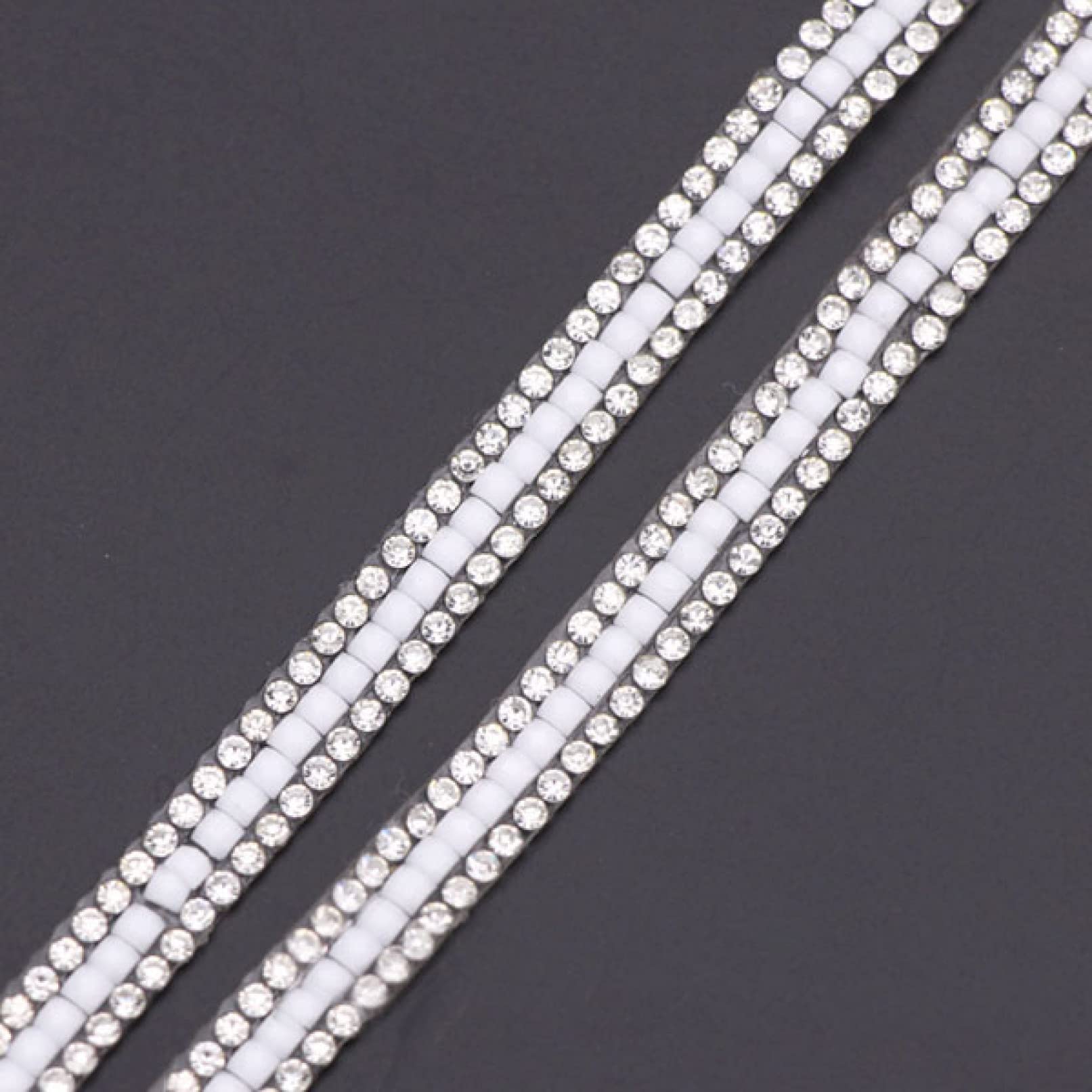 1 Yard Weiße Perle Strassbesatz Strassband Kristallkette Band Eisen auf Kleidung Brautkleider DIY Handwerk (Color : A-3MM, Size : 1 Yard) (B 13mm)
