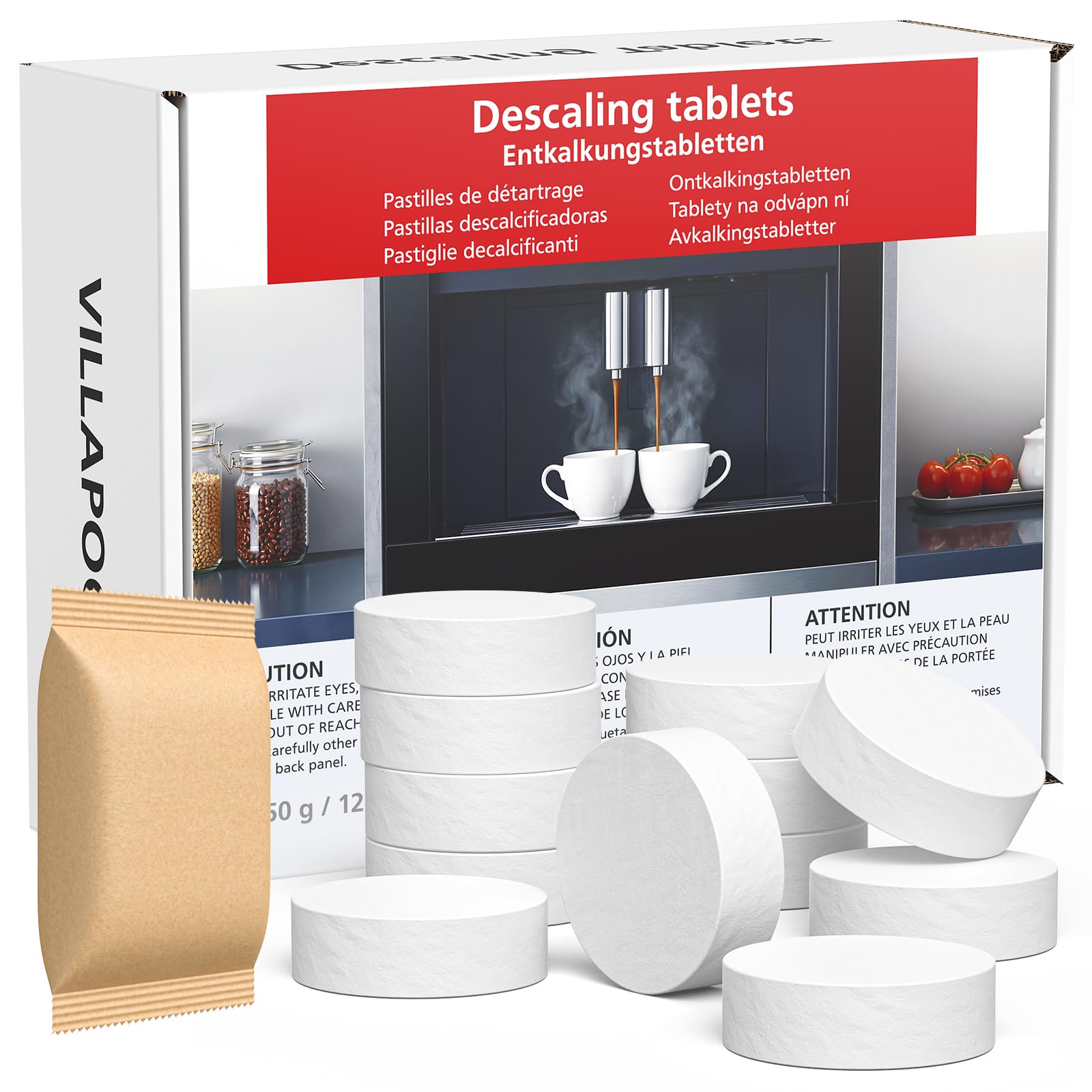 12 Stück Entkalkungstabletten kompatibel mit Miele Kaffeevollautomat,Geräte | Sichere Inhaltsstoffe, Effektive Entkalkung, Einfache Anwendung & Langlebigkeit für Dampfgarer & Backofen #10178330