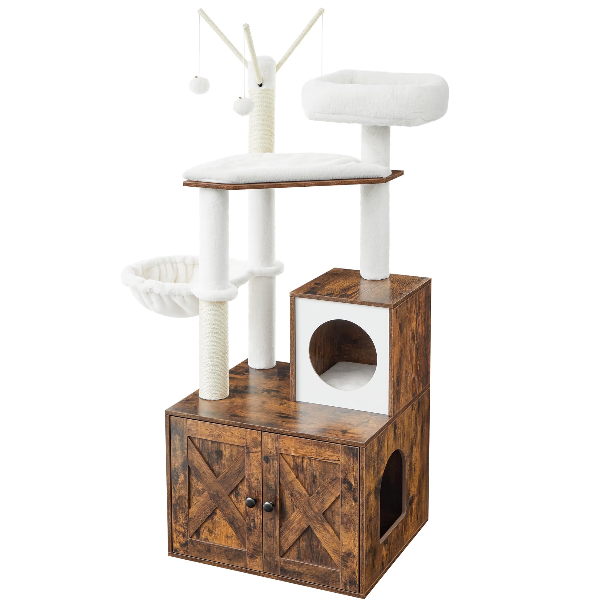 FeandreaWoodyWonders 2-in-1 Modern Cat Tower, Cat Condo with Scratching Posts, Rustic Brown PCT113X01The Forest Stewardship Council