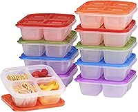 EasyLunchboxes Original Stackable Snack Boxes - Reusable 4-Compartment Bento Snack Containers for Kids and Adults, BPA-Free and Microwave Safe Food and Meal Prep Storage, Set of 10 (Classic)