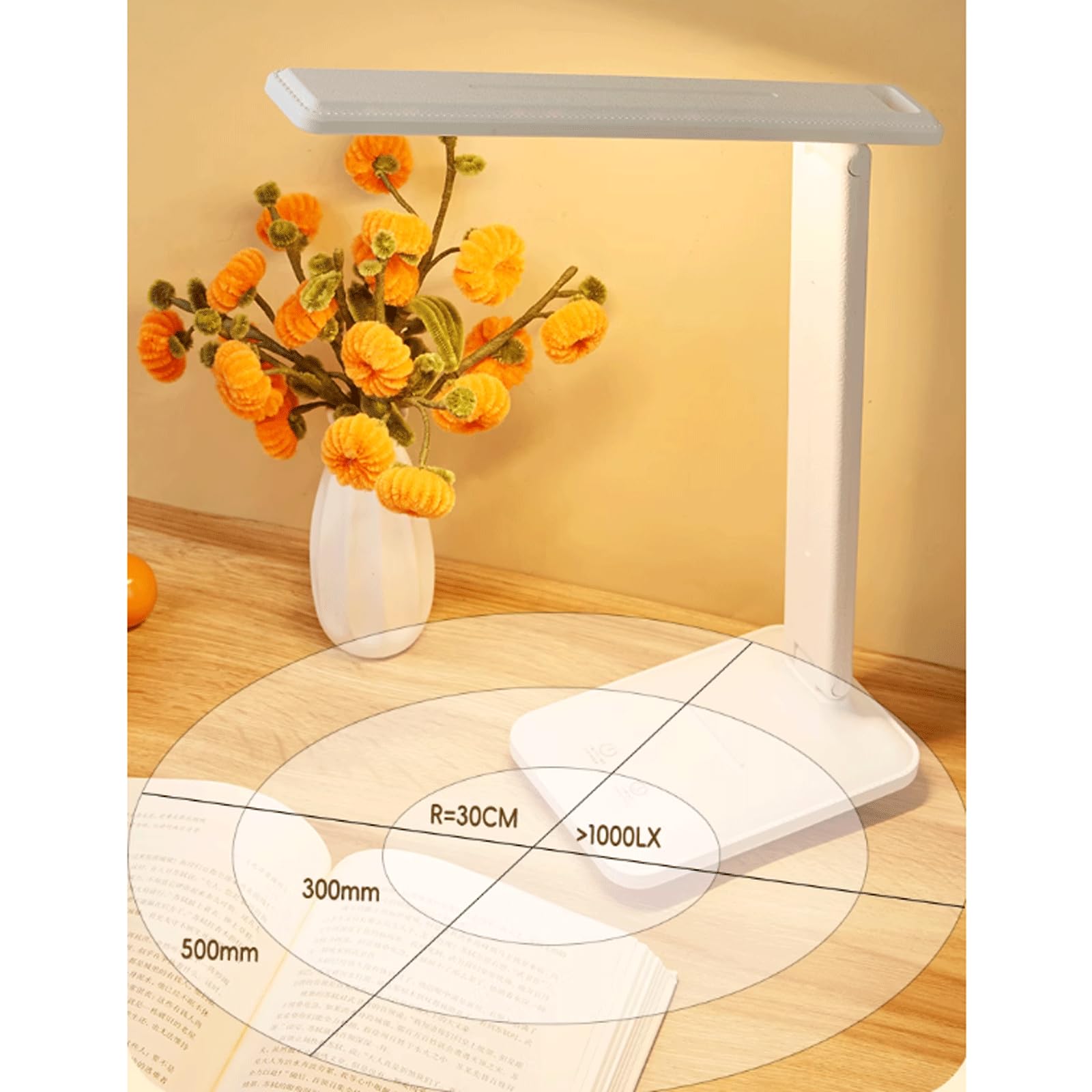 Tischleuchte, LED-Schreibtischlampe, flexible Winkeleinstellung, Aufgabenlampe, 3 Farbmodi, dimmbar, Heimbüro, Schreibtischlampe zum Lesen, Nachttischlampe, Weiß