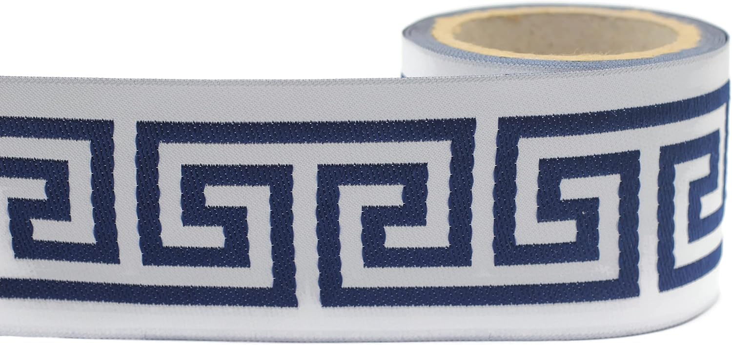 3.8 Yards Spool 2.7" Greek Key Drapery Trim Jacquard Ribbon for Your Drapes Curtains Drapery Banding Trim Tape V16 176
