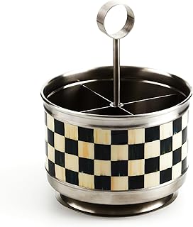MACKENZIE-CHILDS Courtly Check Supper Club Flatware Storage Caddy, Kitchen Utensil Organizer for Silverware and Napkins