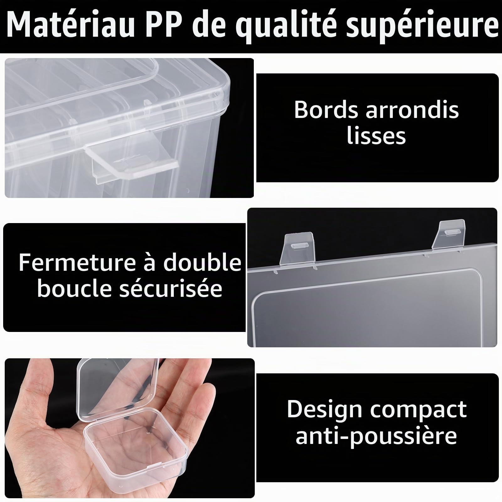 YAYODS Lot de 2 Boîte de Rangement Perles 60 Compartiments - Organisateur Diamond Painting avec Mini Boîtes Individuelles - Valisette de Rangement Plastique Transparente pour Strass et Petites Pièces