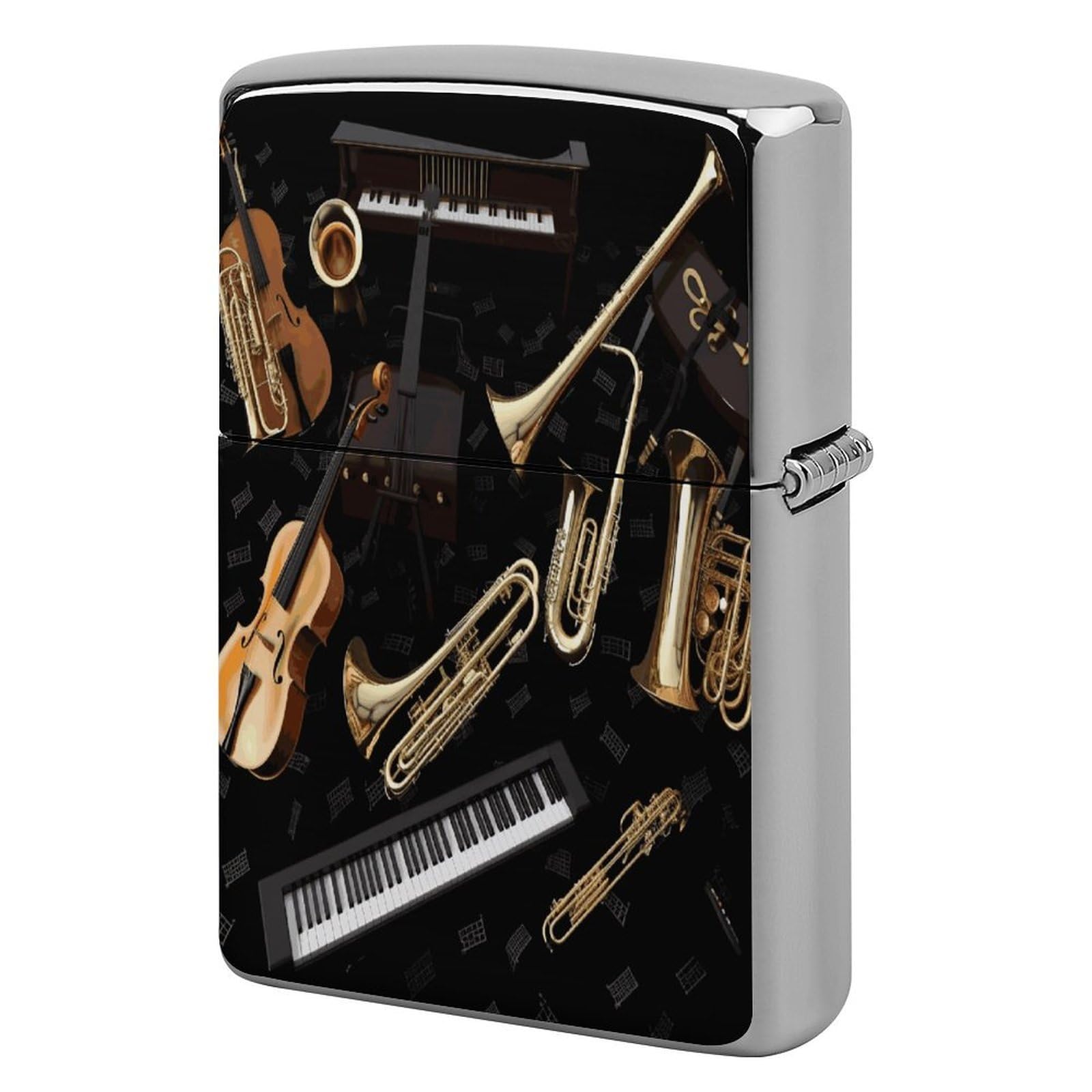 Fekiloot Style Musical Instruments Lighter Case Cover Metal Lighter Case