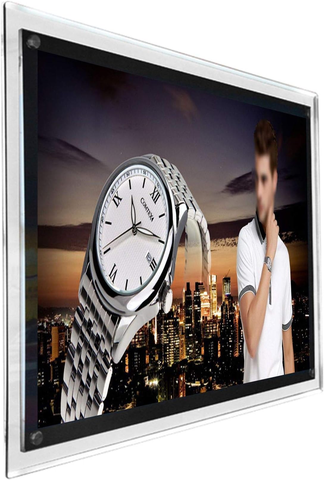 HKSIGN A1 Wall Mounted led Light Box Store Sign Holders Crystal Poster Frame Advertising Display