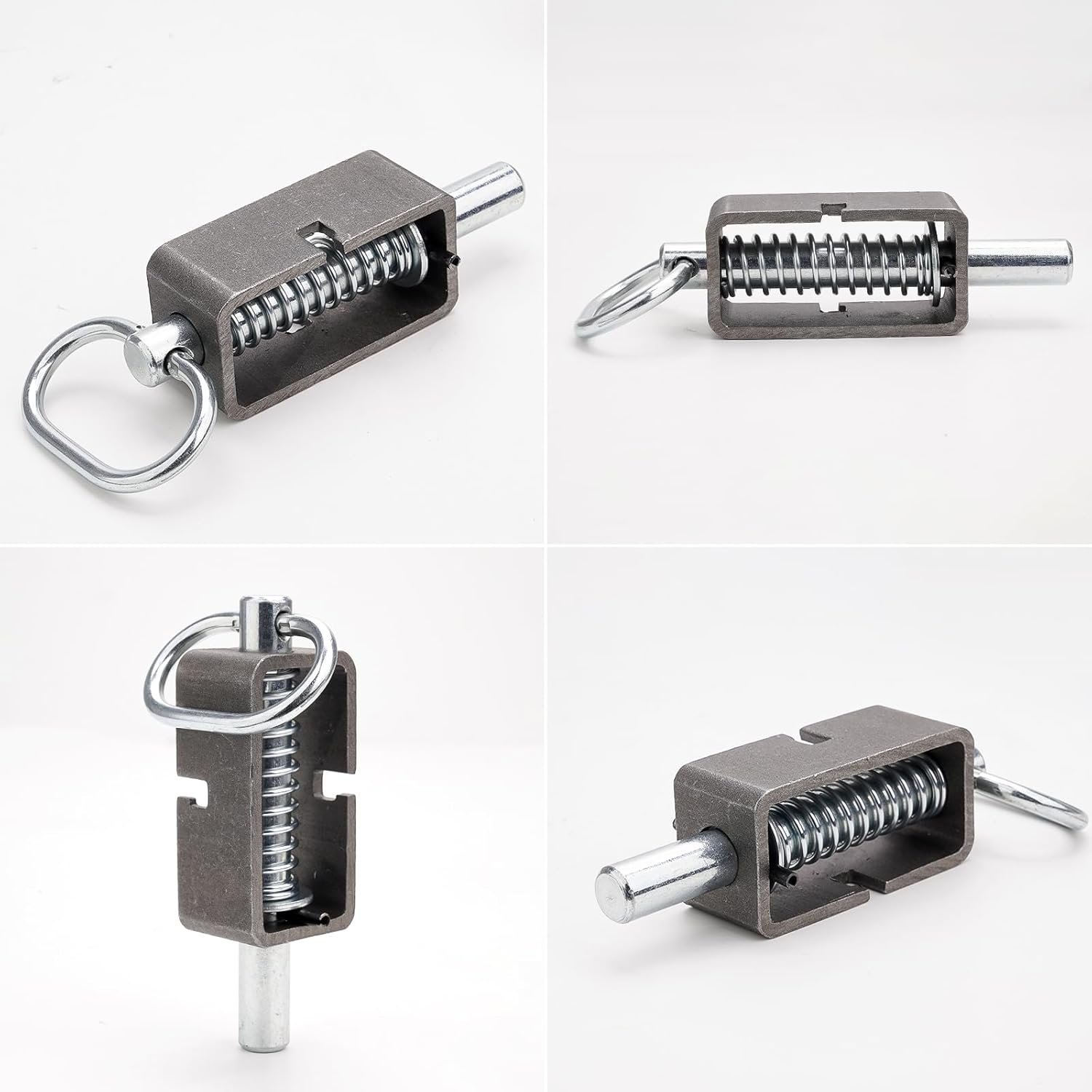 Heavy Duty Trailer Gate Latch, Weld-On 5/8" Spring Latch Assembly with Plain Tube, 2 Packs Spring Loaded Latch Pin, Universal Long Spring Lock Steel Latch for Trailer