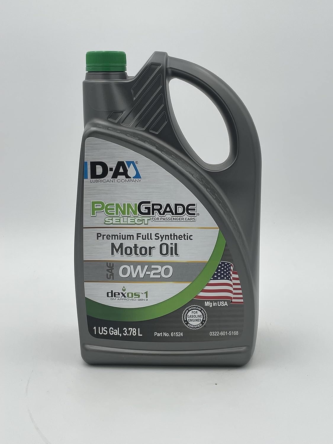 PennGrade Motor Oil | D-A Lubricants | Select Premium Full Synthetic | Dexos1 Approved- Gen 3 |SAE 0W-20 | 1 Gal. Jug (4 Quarts)