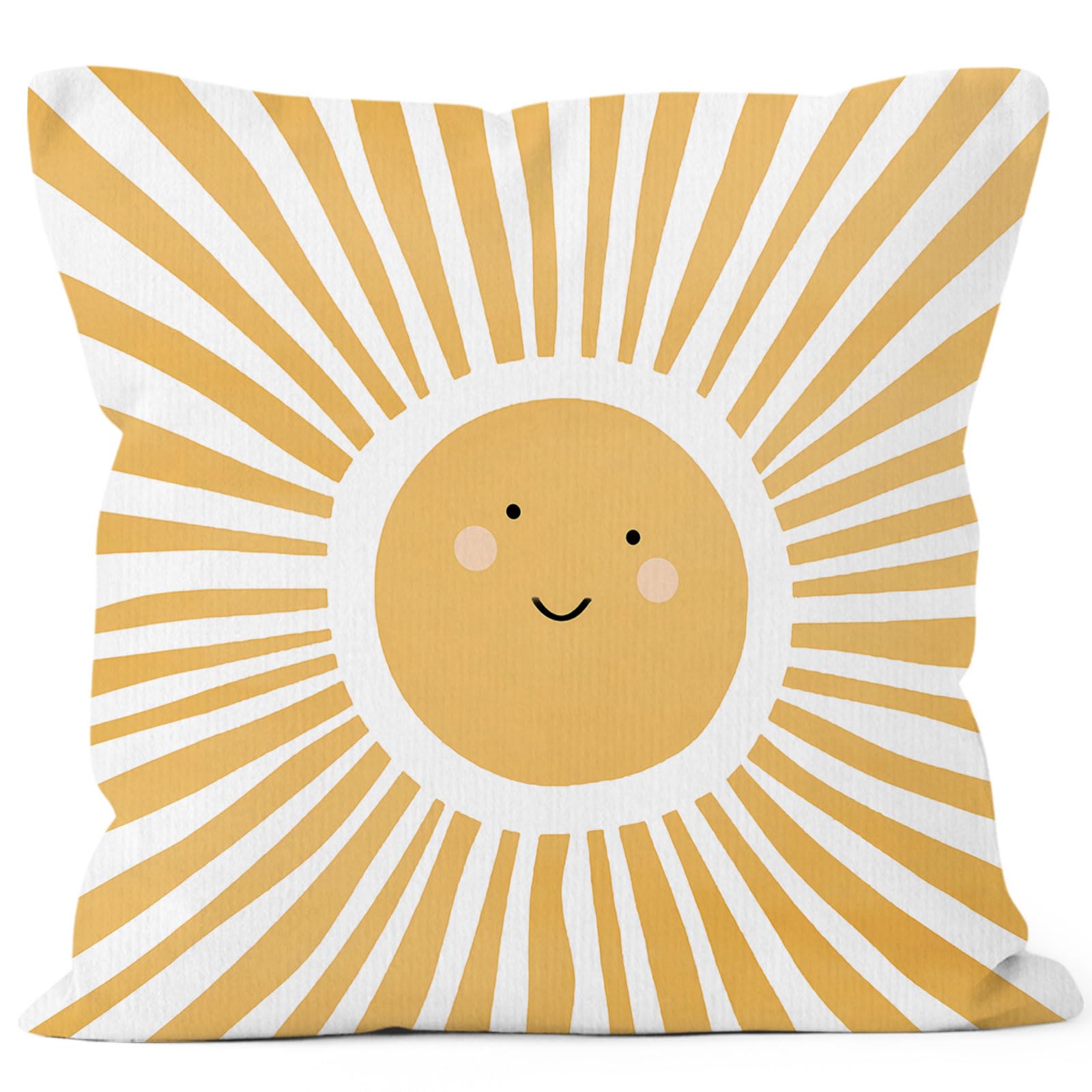 Yellow Boho Sun Throw Pillow Covers 18x18, Sunshine Decor Pillow Cases Gifts for Playroom Classroom Nursery Kids Room Bedroom, Bohemian Sun Decorative Square Pillowcases for Couch Bed Sofa