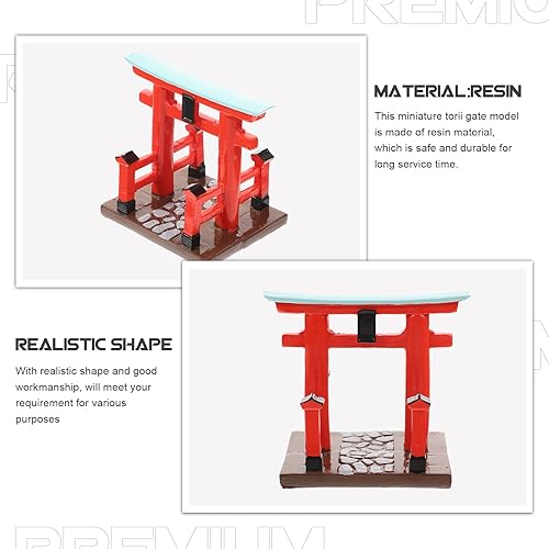 Miniatura 6 de Totority Puerta Torii japonesa en miniatura, decoración del hogar, resina japonesa Shinto Torii, puerta de acuario en miniatura, adorno Torii,