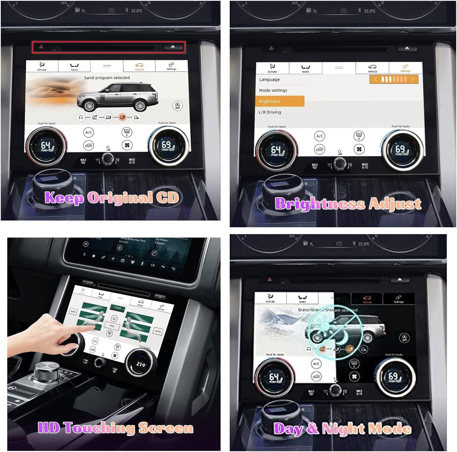 ASVEGE Auto-Klimaanlage Klimasteuerung AC Panel für Land Rover Range Rover Vogue L405 2013-2017, Auto 1080p LCD AC Touchscreen Ersatz, Upgrade-Version mit Installationsanleitung