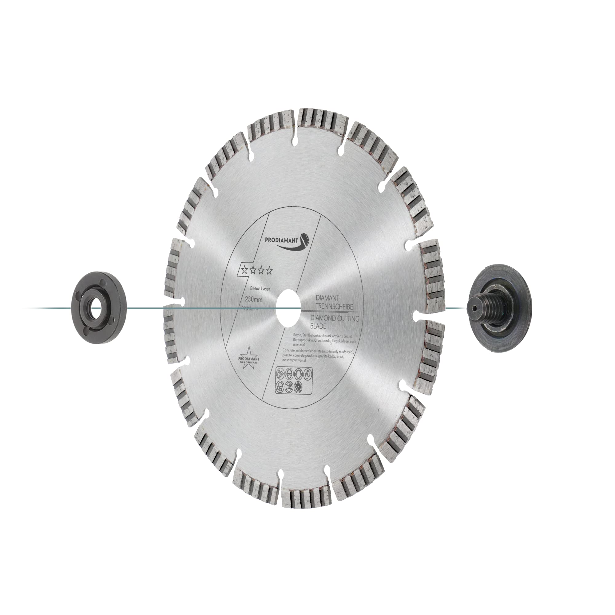 PRODIAMANT Disco da taglio diamantato Premium per calcestruzzo 230 mm x 22,2 mm disco da taglio diamantato saldato al laser