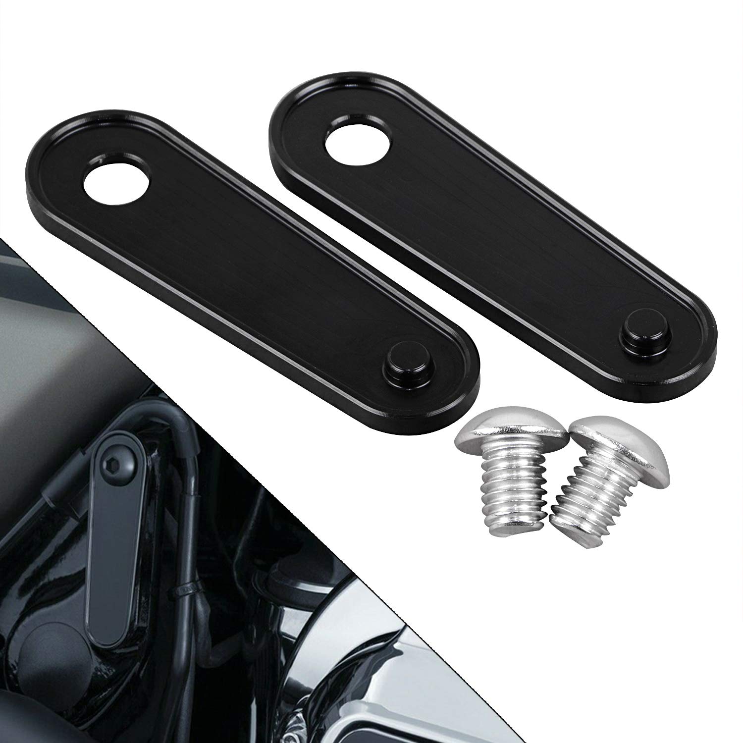 1 Paar schwarze Fußrasten-Block-Off-Platten, Motorrad-Peg-Loch-Abdeckung für Harley Touring Road Glide Road King Glide Classic Street Glide FLHX FLHTCU 1993-2023