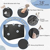 Vista 4 de Explore Land Funda para jaula de perro de poliéster resistente, parasol universal para jaula de alambre de 18 pulgadas (negro)
