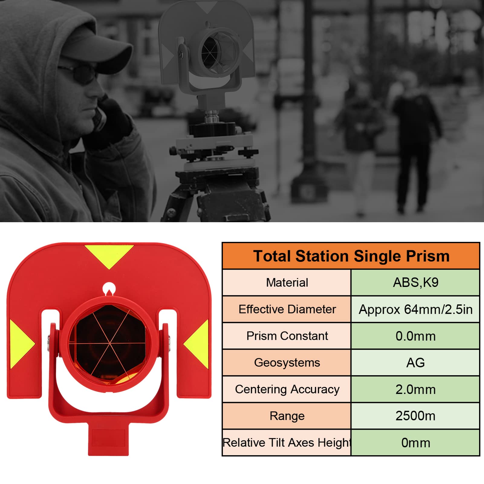 Reemplazo de prisma único EVTSCAN GPR111, con Soporte para estación total Leica, con vidrio óptico K9 y compensación constante de 0 mm, para vigilancia geodésica, construcción, ingeniería civil