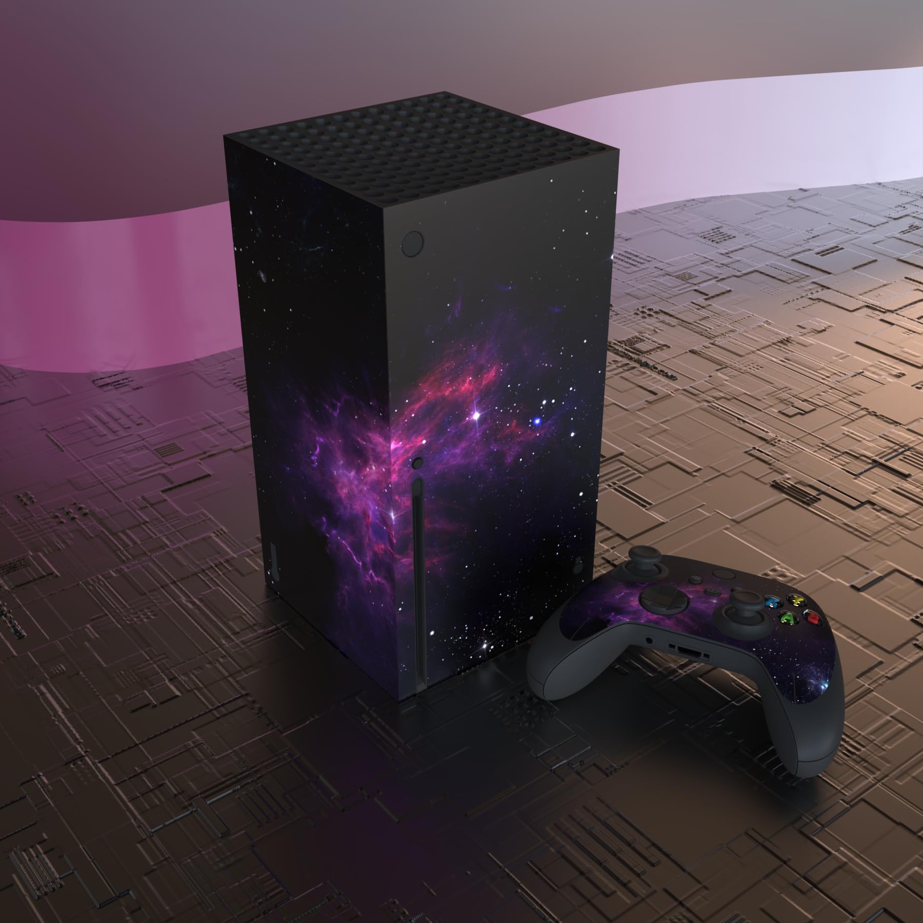 PlayVital Purple Nebula Custom Vinyl Skins for Xbox Series X, Wrap Decal Cover Stickers for Xbox Series X Console Controller - 4