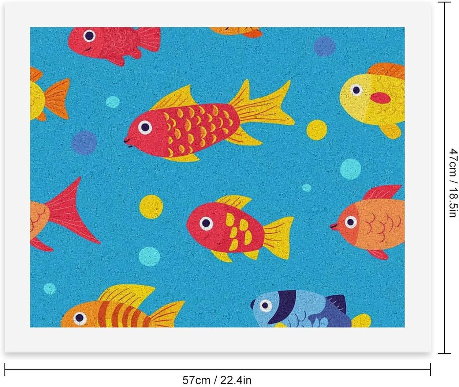 Cute Colorful Fish Paint by Numbers for Adults DIY Oil Painting Kit Digital Paintings on Cotton Abstract Artwork 22x18 Inch