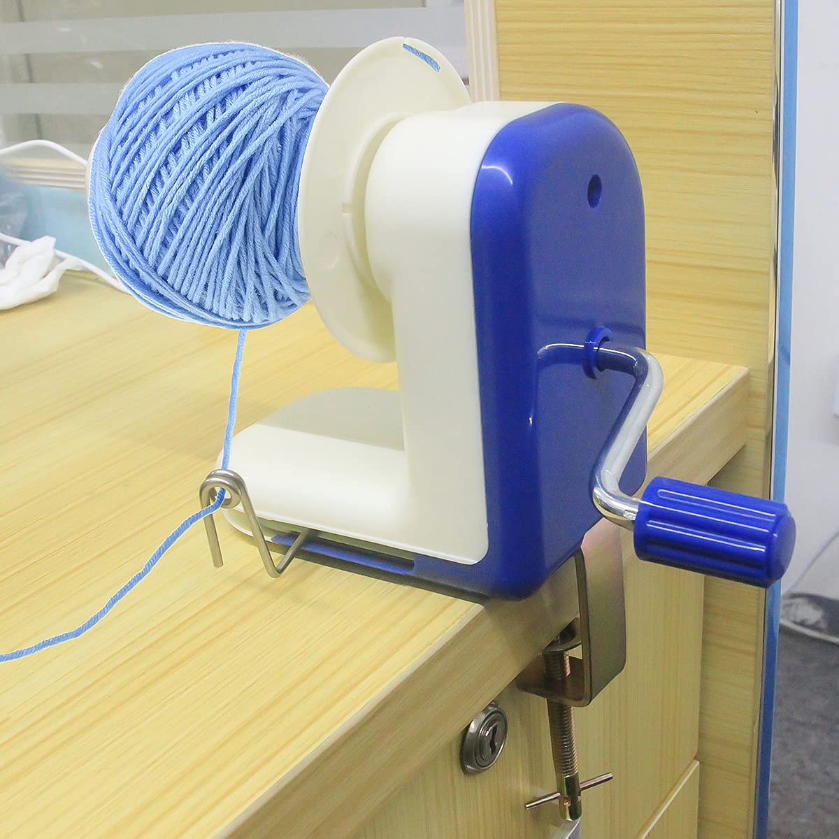 Avvolgitore per Palline di Filato, Avvolgitore di fili per lana, Portatile Avvolgitore Manuale, Blu